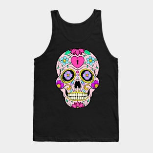 Sugar Skull tattoo Pink Tank Top